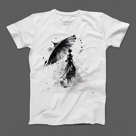 Monochrome Artistic Woman With Bird T-shirt
