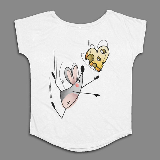 Animated Mouse Chasing Cheese Graphic Shirt