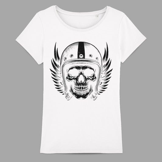 Skull Helmet with Wings Graphic Tee Shirt