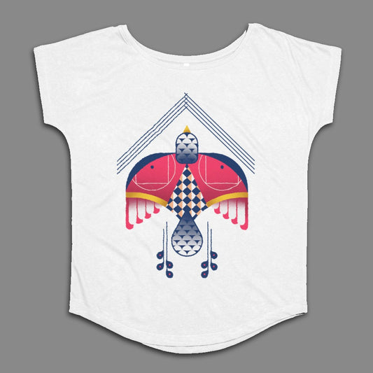 Geometric Abstract Bird Print Women's T-Shirt