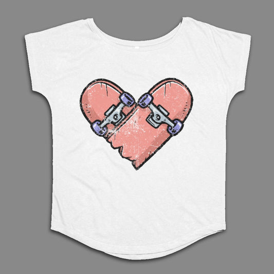 Heart Skateboard Design Graphic Loose Fit Shirt