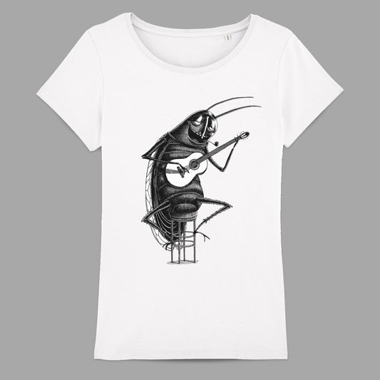 Cartoon Cockroach Playing Guitar Graphic T-shirt