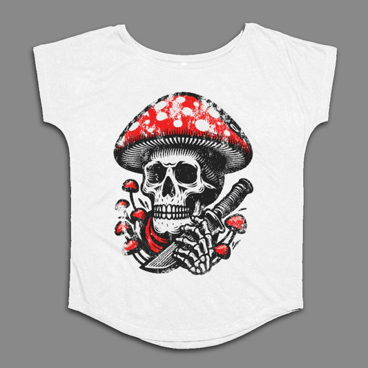 Skull with Mushroom and Knife Design Shirt