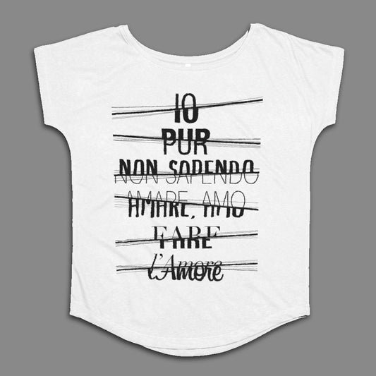Io Pur Non Sapendo Amare Scratched Text Shirt