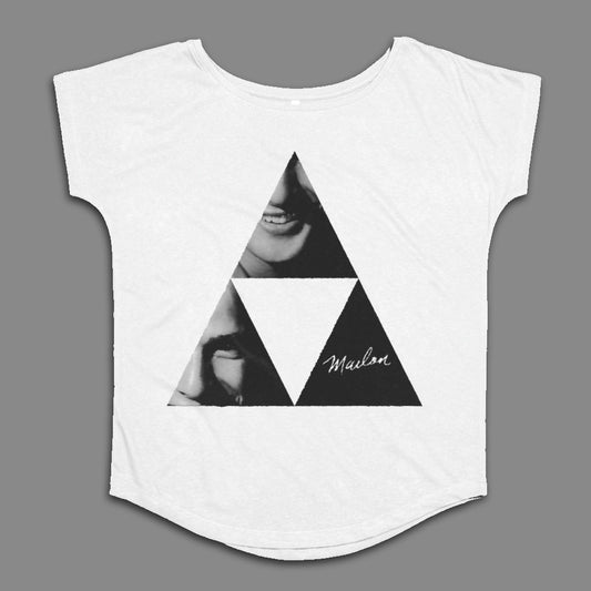 Graphic Tee with Geometric Face Art and Signature