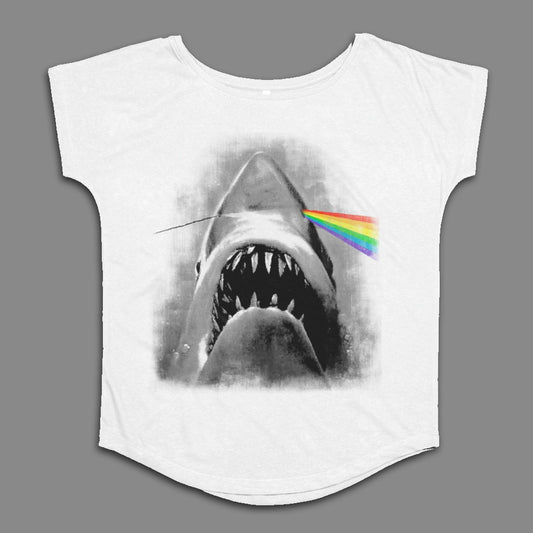 Shark with Rainbow Light Funny Graphic Shark Shirt