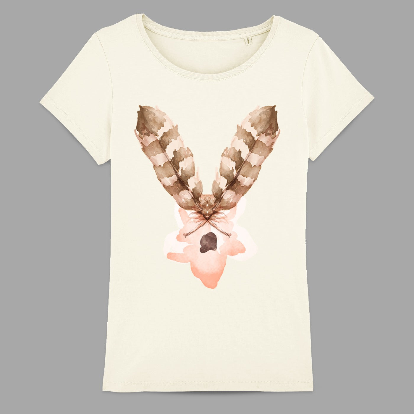 Feather Design Light Beige Casual Top