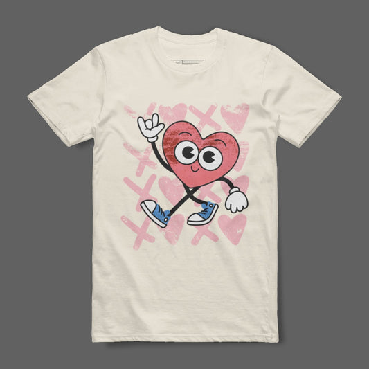 Cute Heart Character with Sneakers Graphic T-Shirt