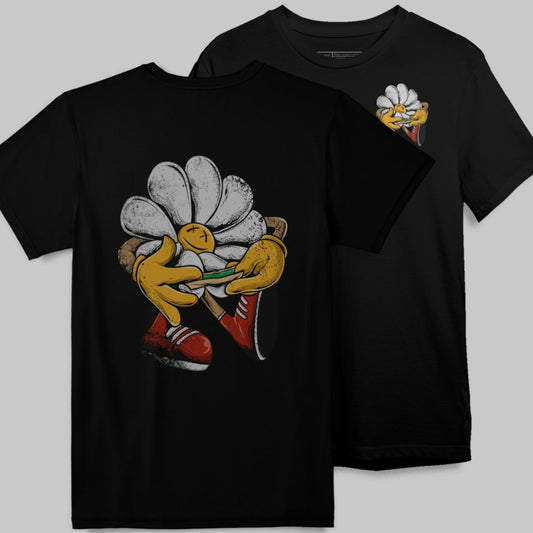 Quirky Cartoon Flower Figure Playing Game T-shirt