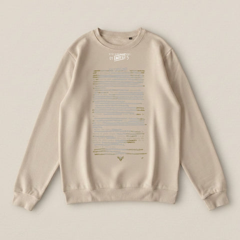 Stylish Beige Text Print Long Sleeve Sweater Shirt