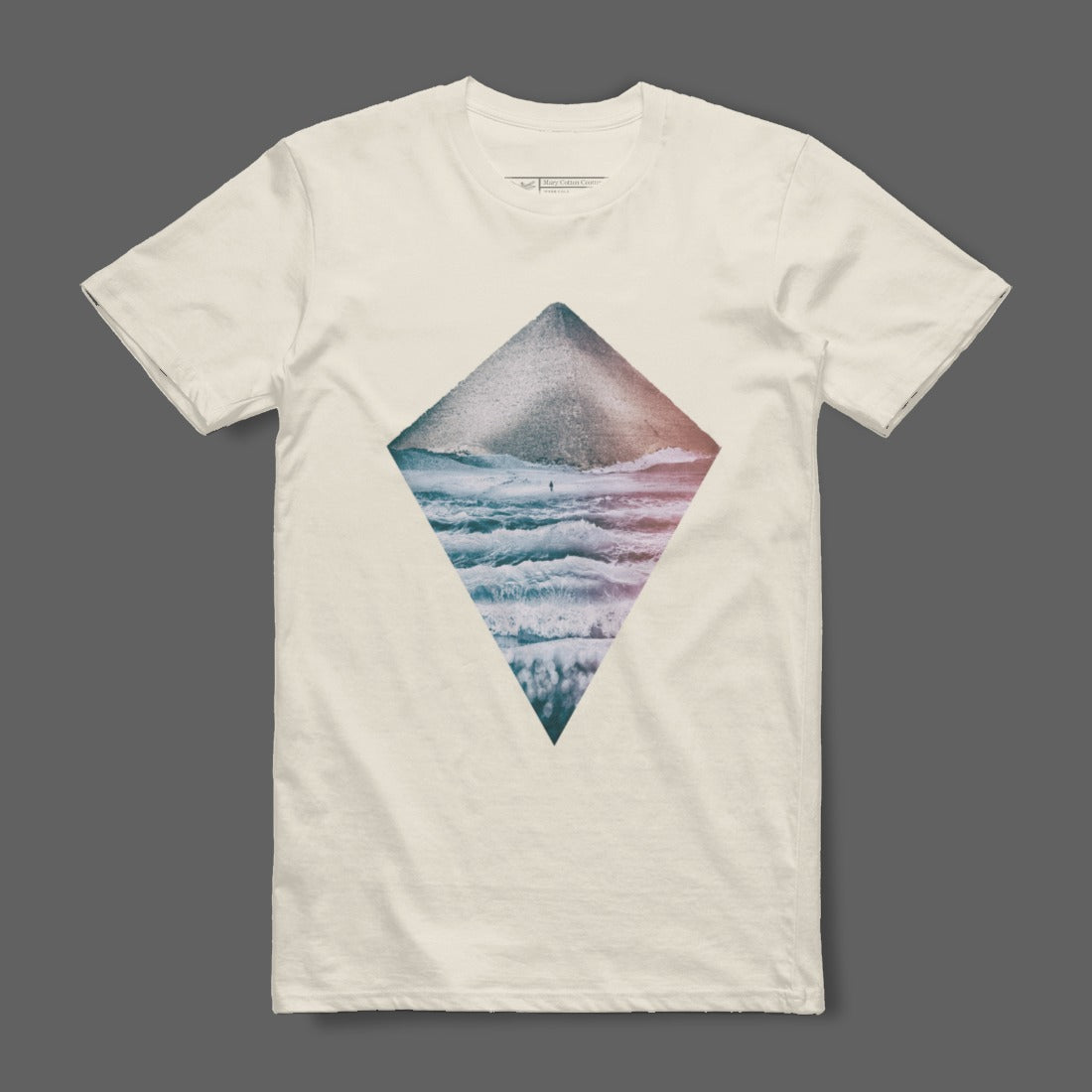 Geometric Mountain and Wave Design T-Shirt