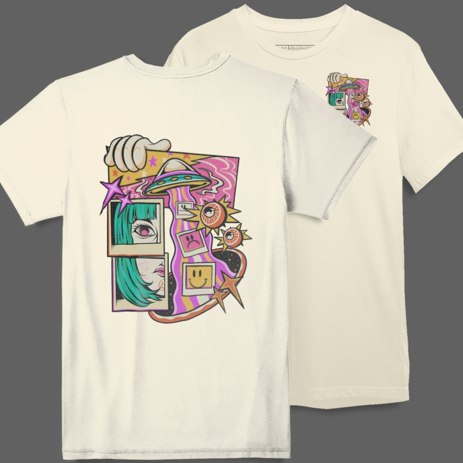 Unique Graphic Art Tee with Colorful Design