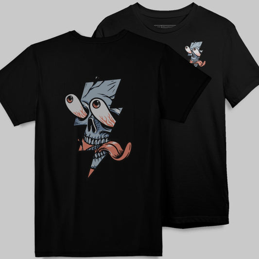Skull with Lightning Bolt Graphic Tee Shirt