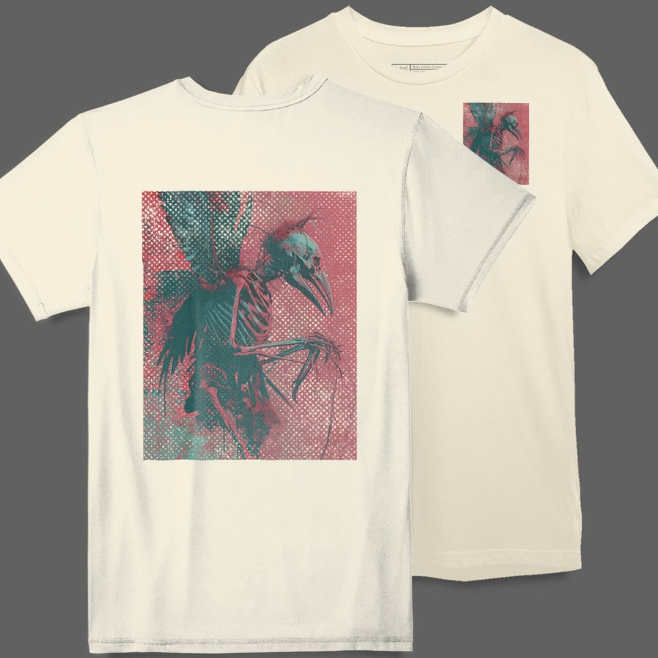 Vintage Bird Skeleton Graphic Print Tee