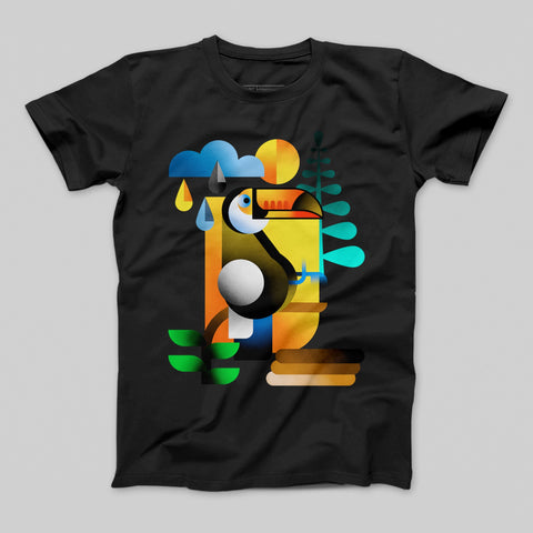 Colorful Geometric Toucan Design Graphic T-shirt