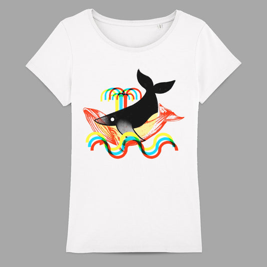 Colorful Rainbow Whale Graphic Women's T-Shirt