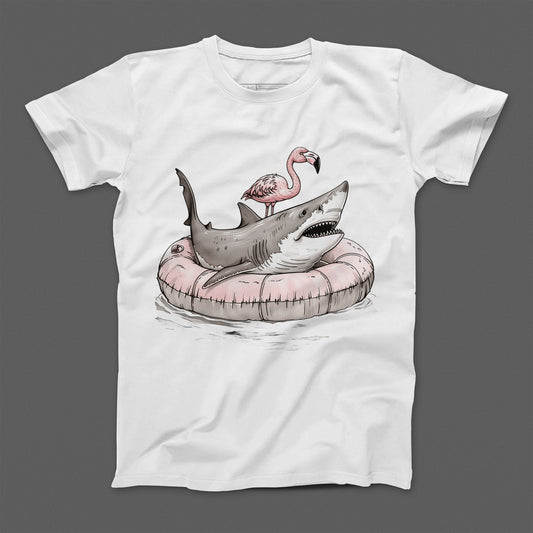Shark and Flamingo Inflatable Design T-Shirt