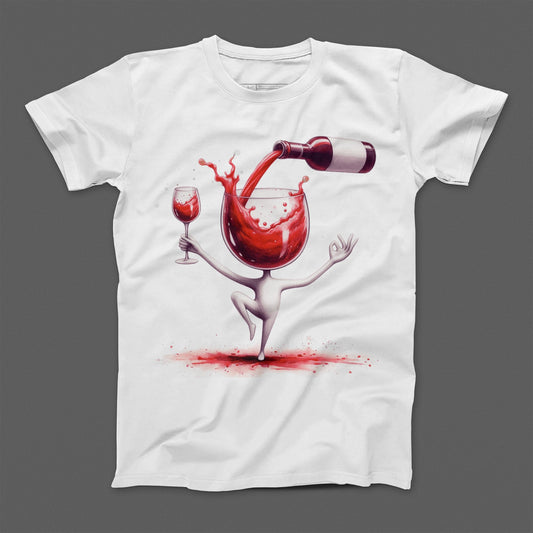 Wine Glass Character with Wine Pouring T-Shirt