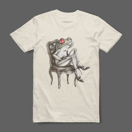Funny Frog Sitting on a Chair Graphic Tee