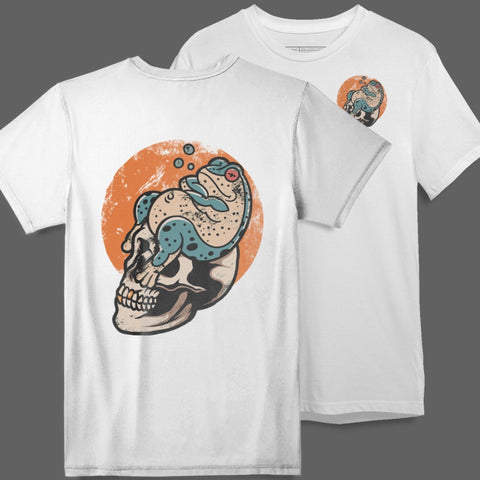 Snake Wrapped Skull Design T-Shirt