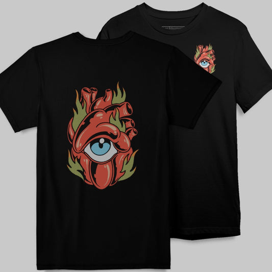 Eyeball Heart Graphic Printed Back and Front T-shirt