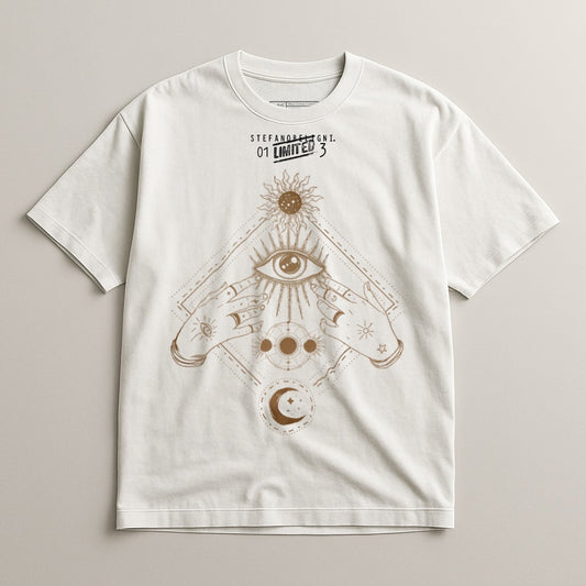 Mystical Eye and Celestial Symbols Printed T-Shirt