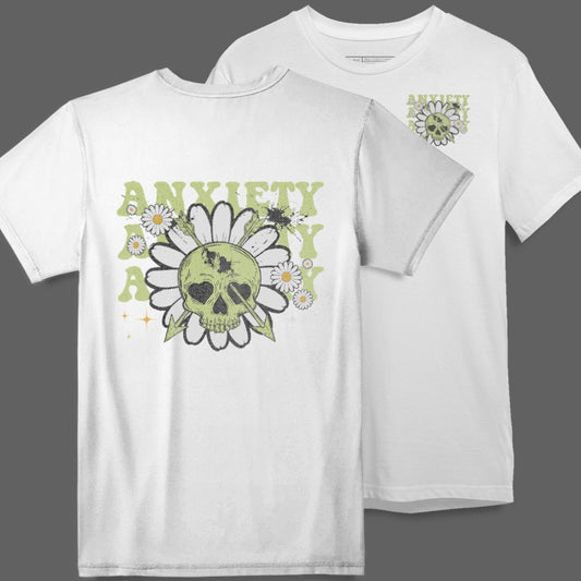 Anxiety and Daisies Skull Graphic T-Shirt