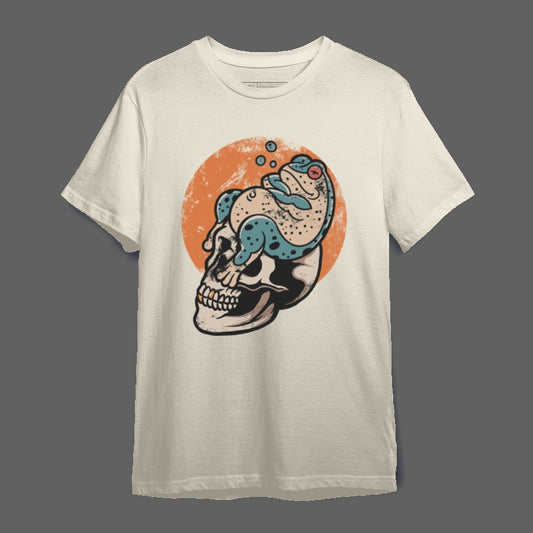 Vintage Skull Art With Fish Illustration t-shirt