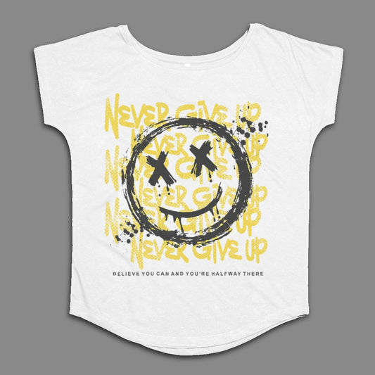 Never Give Up Smiley Believe You Can Graphic Shirt
