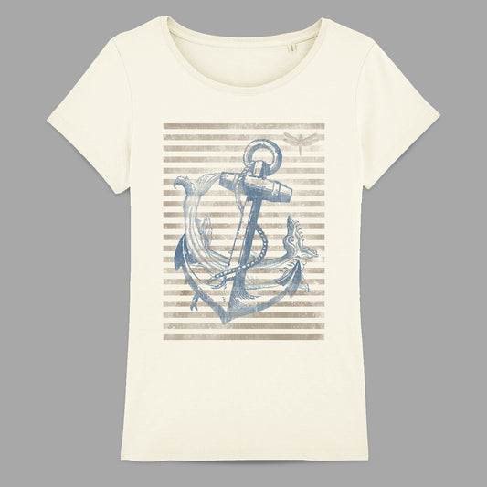 Nautical Anchor Design Striped Women's T-Shirt