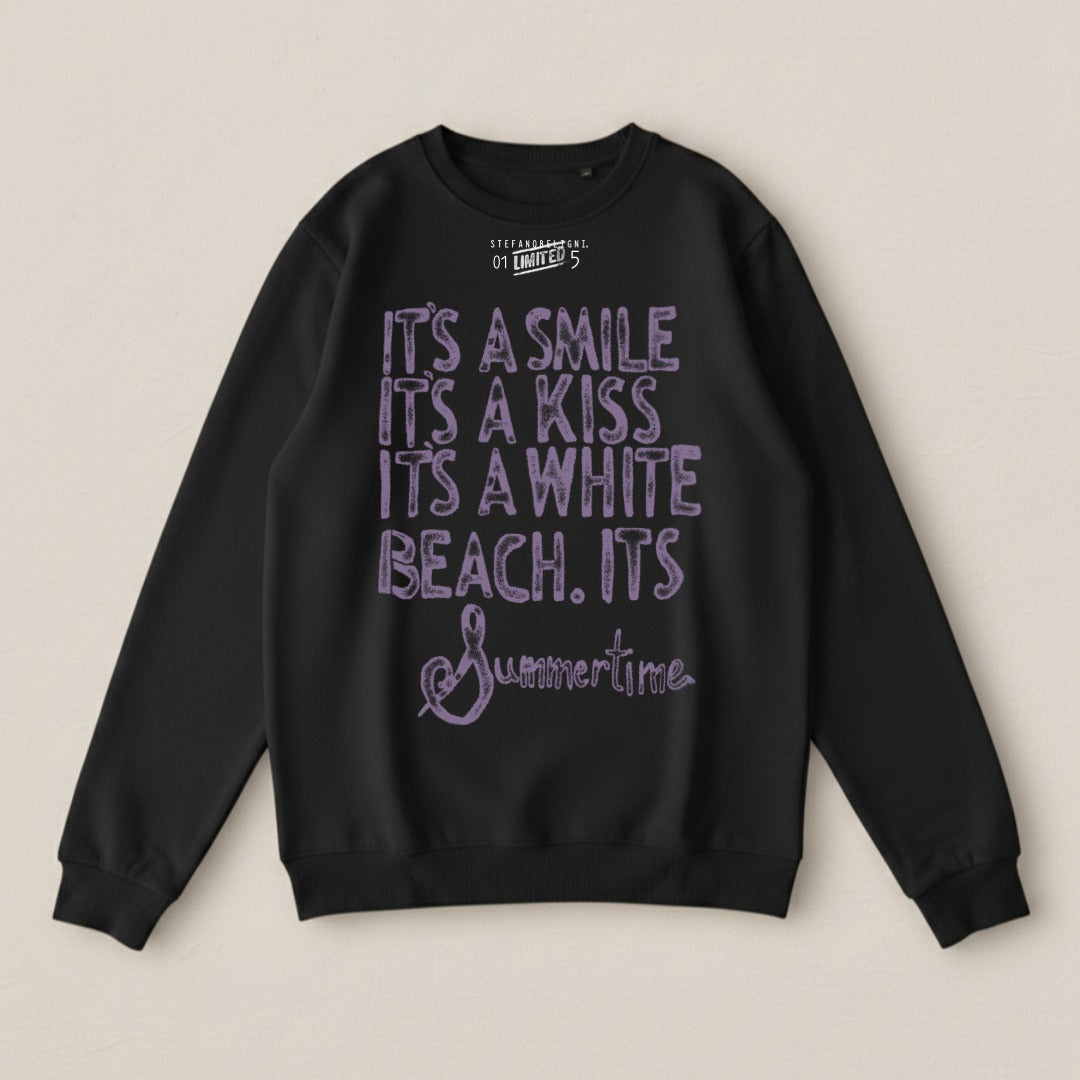 It's a Smile It's a Kiss It's a White Beach Sweater