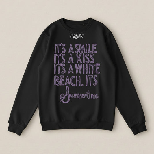 It's a Smile It's a Kiss It's a White Beach Sweater