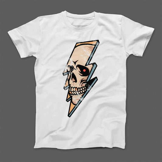 Skull and Lightning Bolt Graphic Printed T-shirt